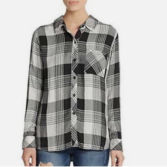 Rails Hunter Button Down Shirt Size Large white black grey flannel - Picture 1 of 9